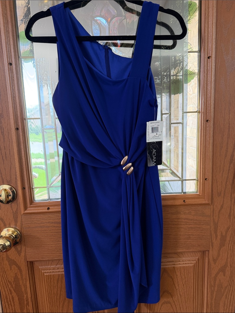 Betsy Adam Cobalt Blue Draped Cocktail Dress
